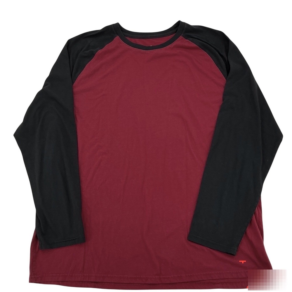 George Mid-Weight Baseball Tee Mens 2XL Red Black Long Sleeve Raglan Shirt